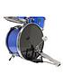  image of rockjam-3-piece-junior-drum-kit-with-cymbal-pedal-stool-and-sticks-metallic-blue