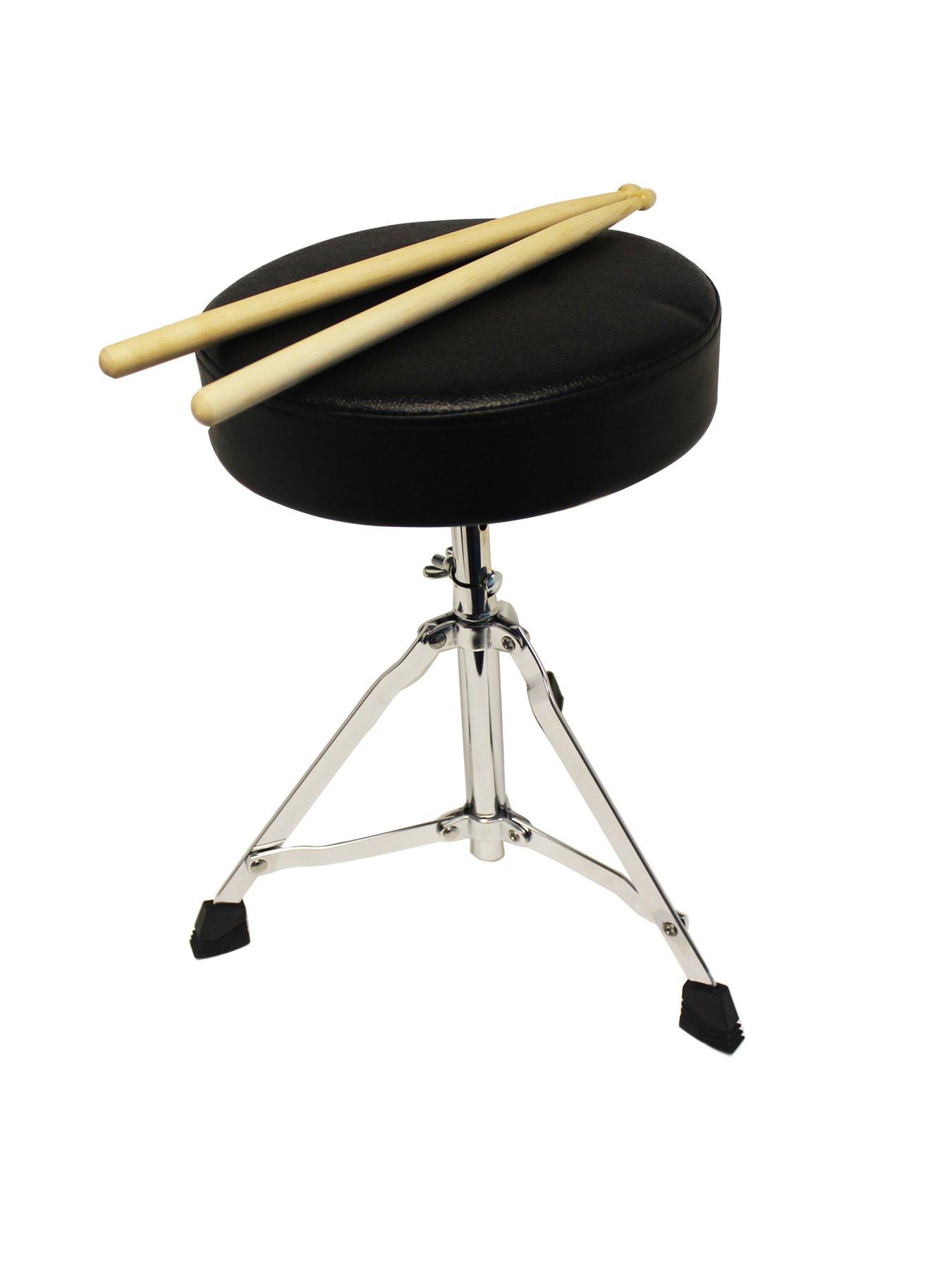  image of rockjam-3-piece-junior-drum-kit-with-cymbal-pedal-stool-and-sticks-metallic-blue