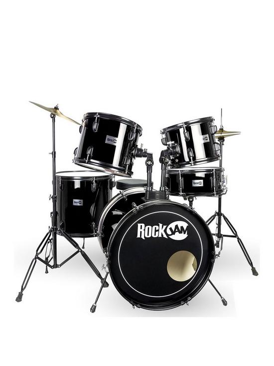 front image of rockjam-full-size-drum-kit-black