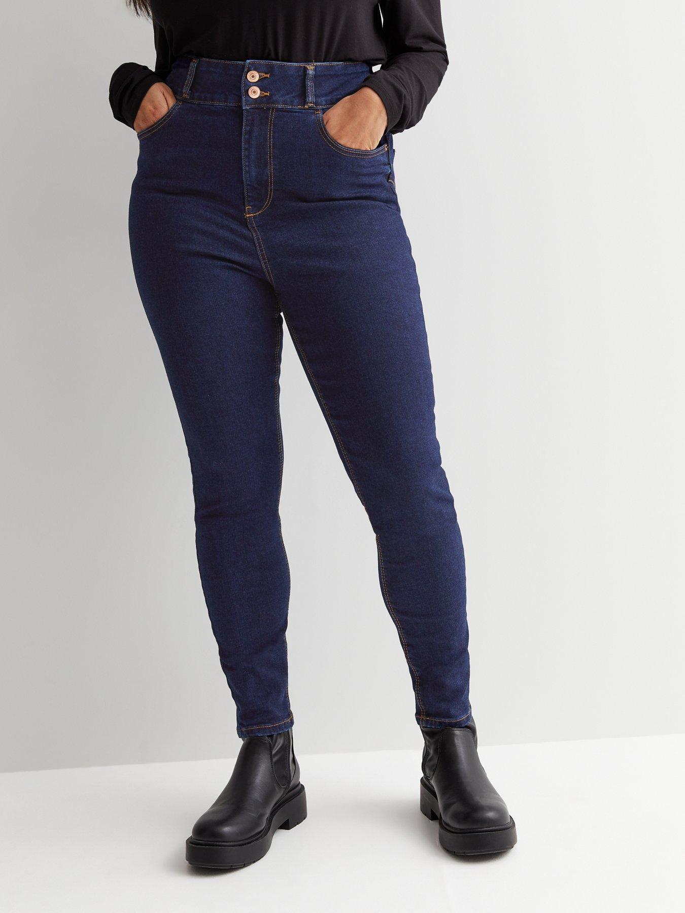 Yours Grace Turn Up Jeggings Mid Blue