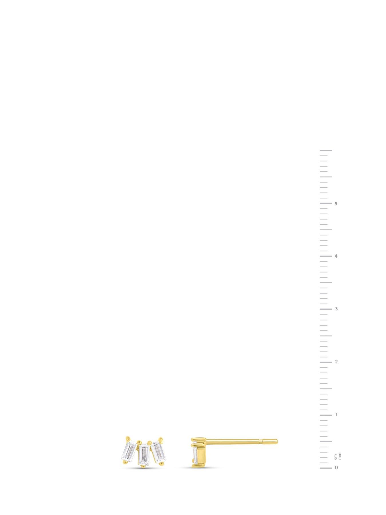  image of the-love-collection-sterling-silver-18k-gold-plated-cubic-zirconia-baguette-studs