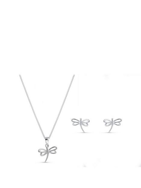the-love-silver-collection-childrens-sterling-silver-dragonfly-pendant-earring-set