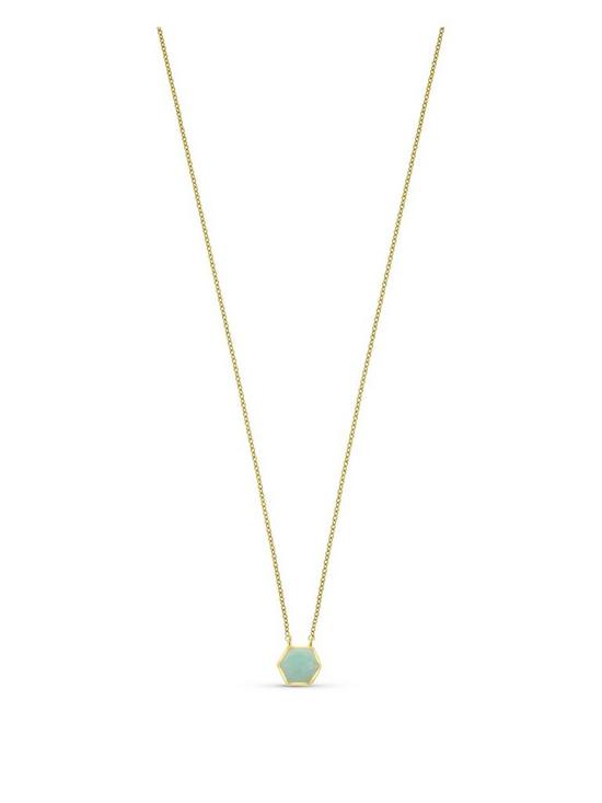 front image of the-love-silver-collection-sterling-silver-18k-gold-plated-hexagon-amazonite-necklace