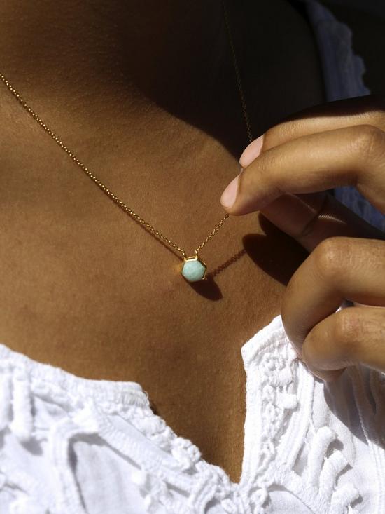 stillFront image of the-love-silver-collection-sterling-silver-18k-gold-plated-hexagon-amazonite-necklace