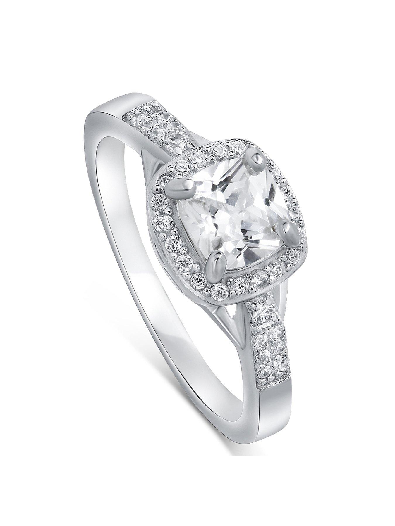 Sterling silver cushion cut ring sale