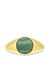  image of the-love-silver-collection-sterling-silver-18k-gold-plated-malachite-signet-ring