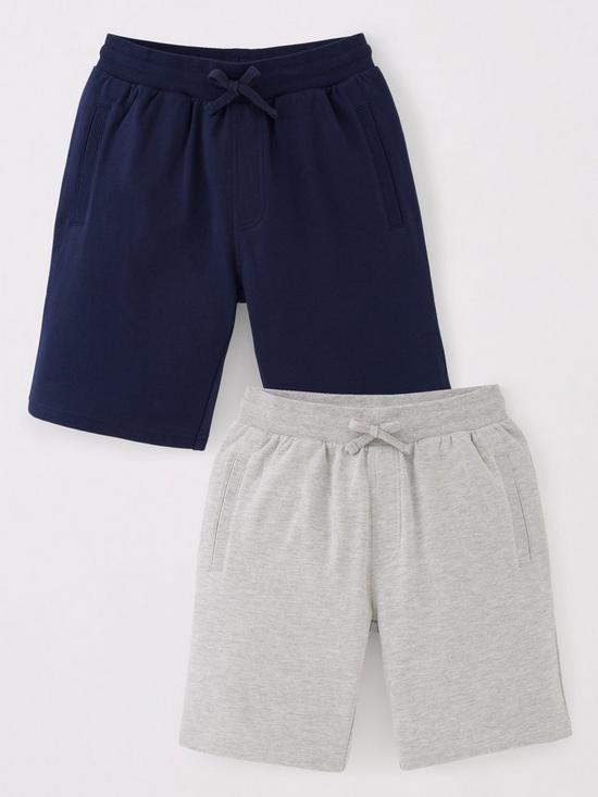 front image of everyday-boys-cotton-rich-essential-jogger-shorts-2-pack-navygrey