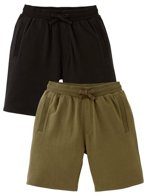 everyday-boys-cotton-rich-essential-2-pack-jogger-shorts-blackkhaki