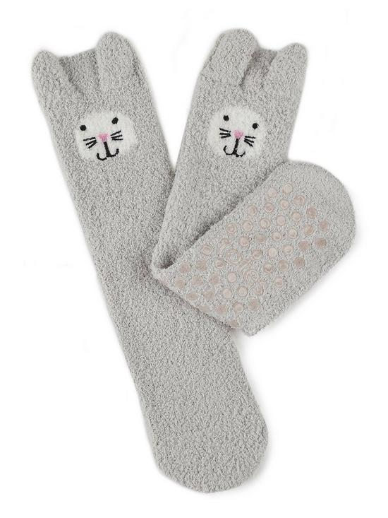 front image of totes-1pp-ladies-bunny-eco-super-soft-socks