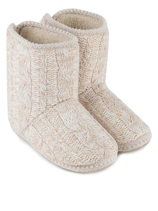 front image of totes-tall-knitted-cable-boot-slippers-with-borg-lining