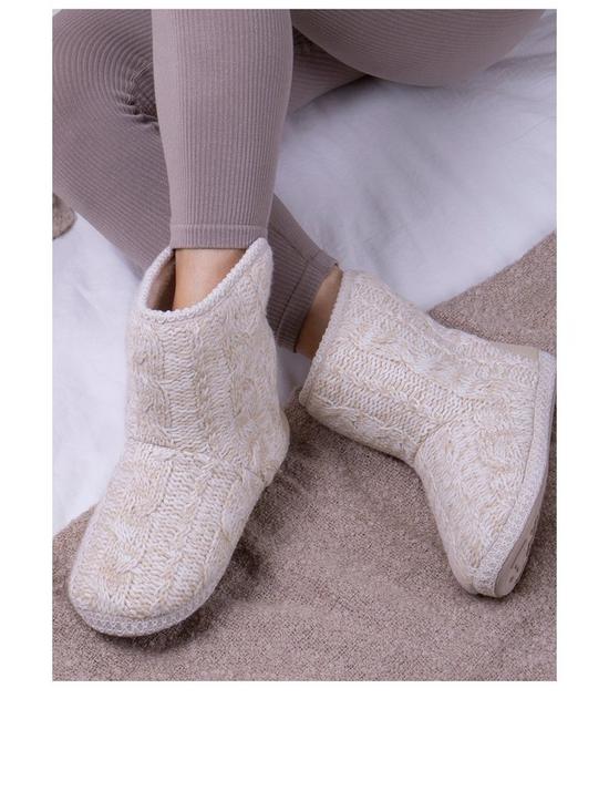 stillFront image of totes-tall-knitted-cable-boot-slippers-with-borg-lining