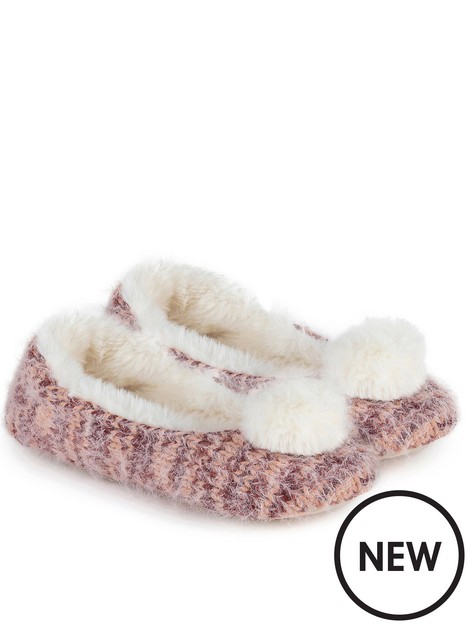 totes-fluffy-knit-ballet-slippers