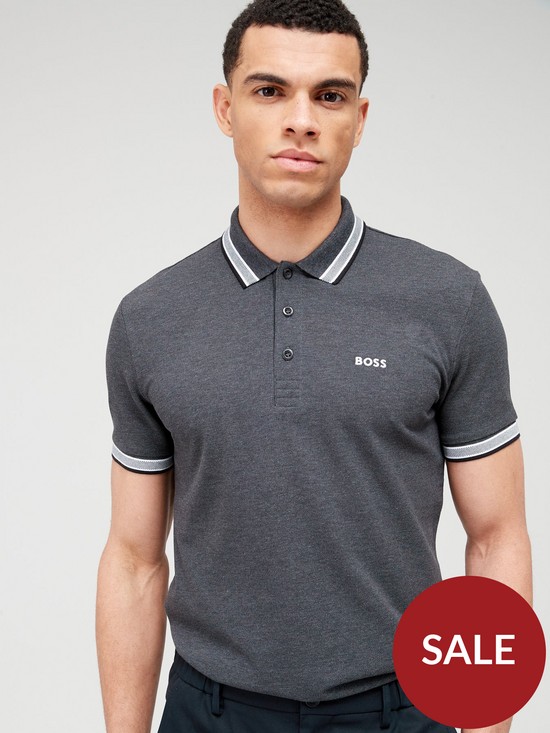 front image of boss-golf-paddy-polo-grey