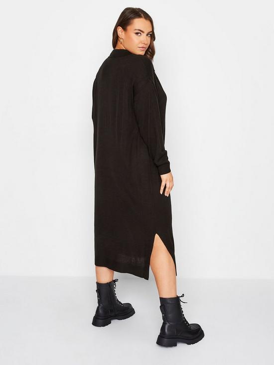 stillFront image of yours-open-collar-knitted-dress-black