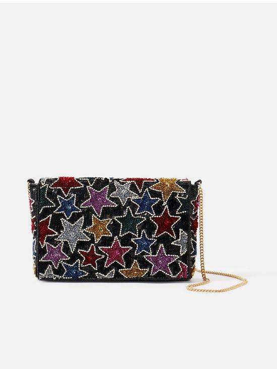 front image of accessorize-embellished-star-clutch-bag