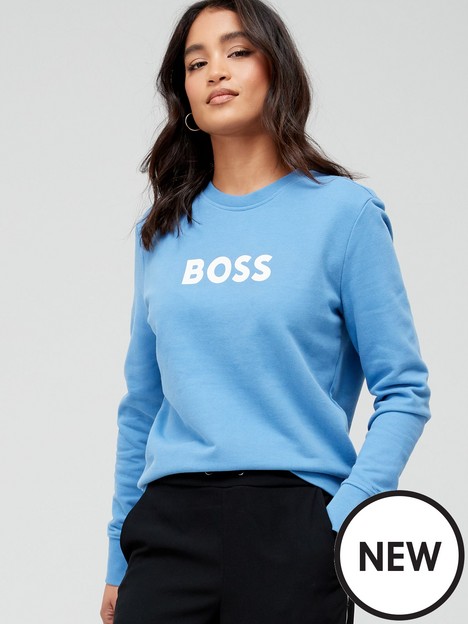 boss-100-cotton-logo-sweater-blue