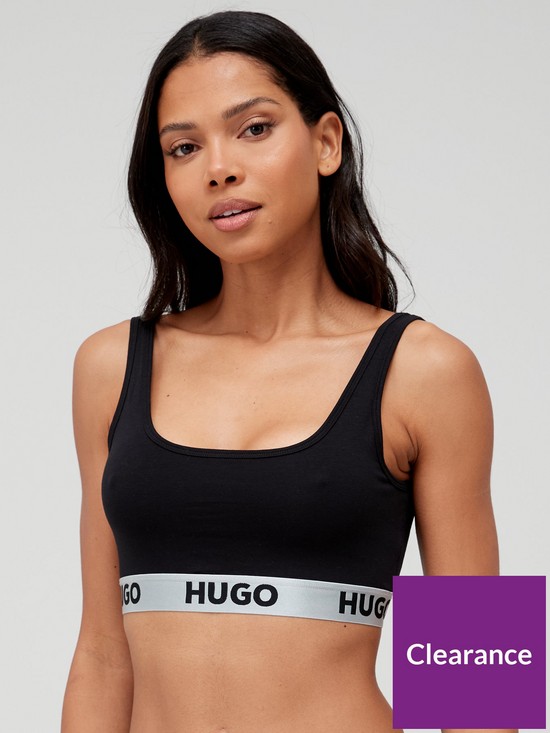 front image of hugo-boss-glitter-logo-waistband-bralette-black