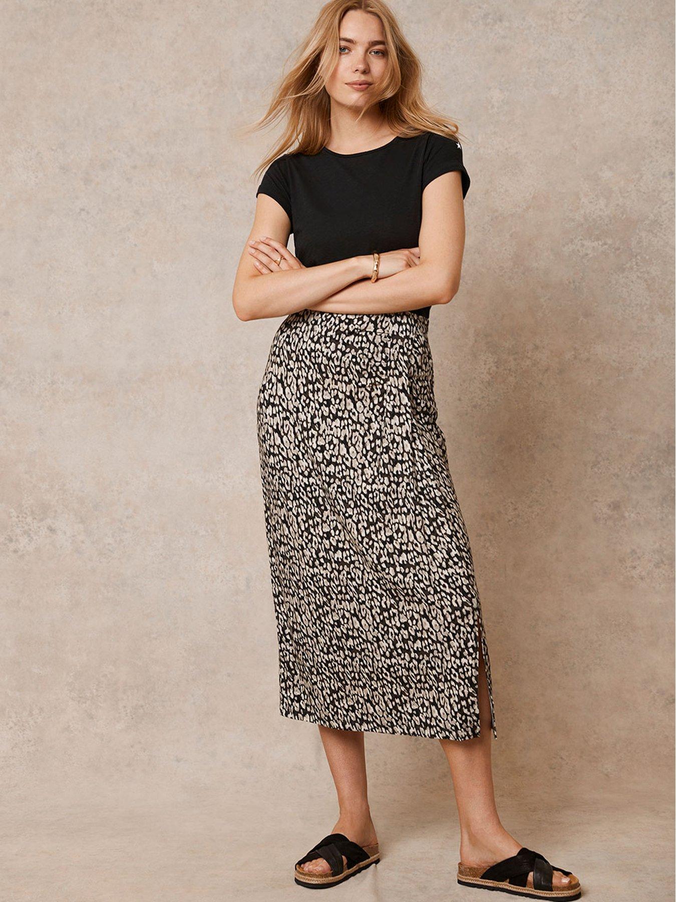 Mint Velvet Zoe Animal Jersey Midi Skirt