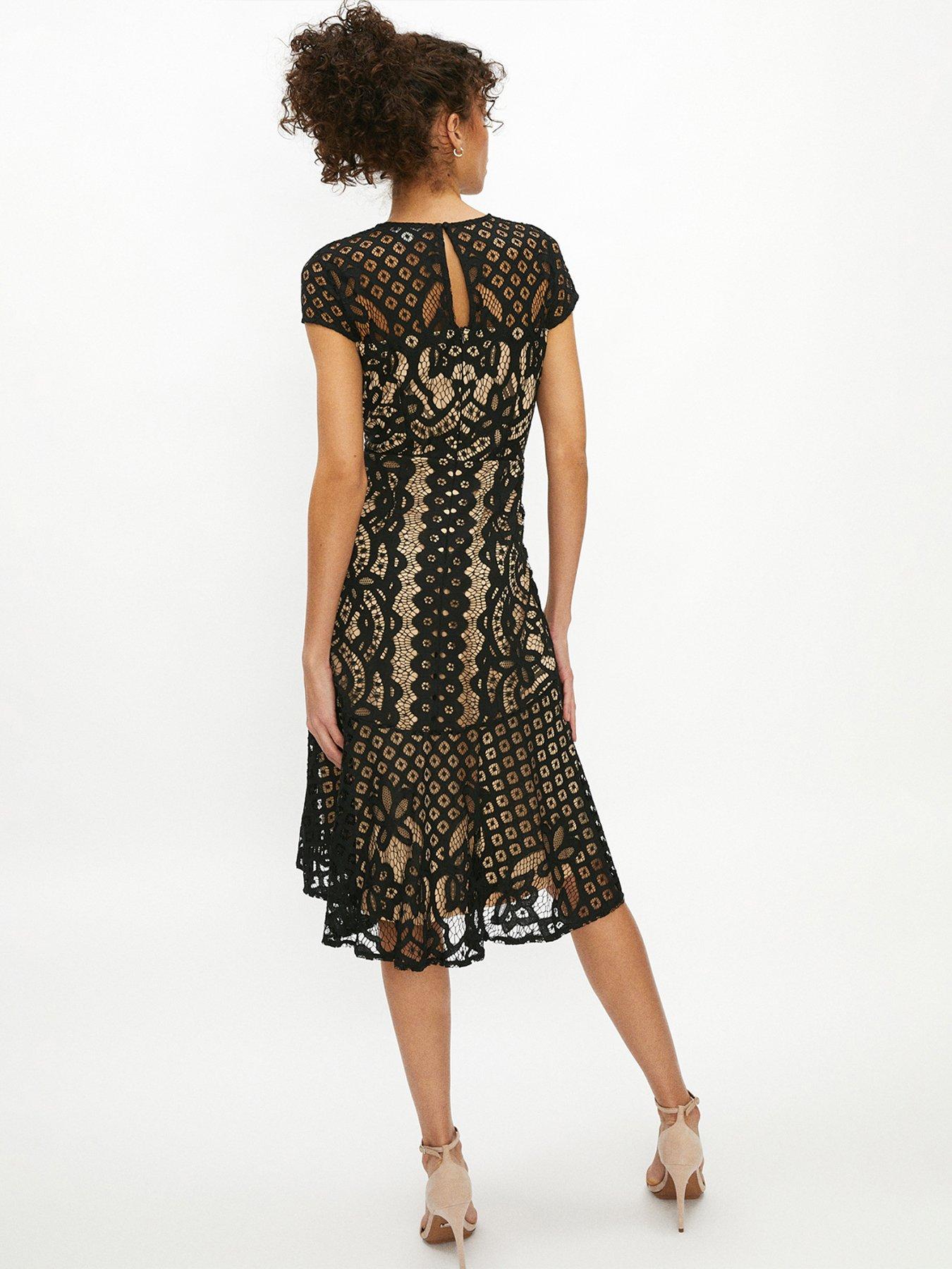 stillFront image of coast-capped-sleeve-lace-dress-black