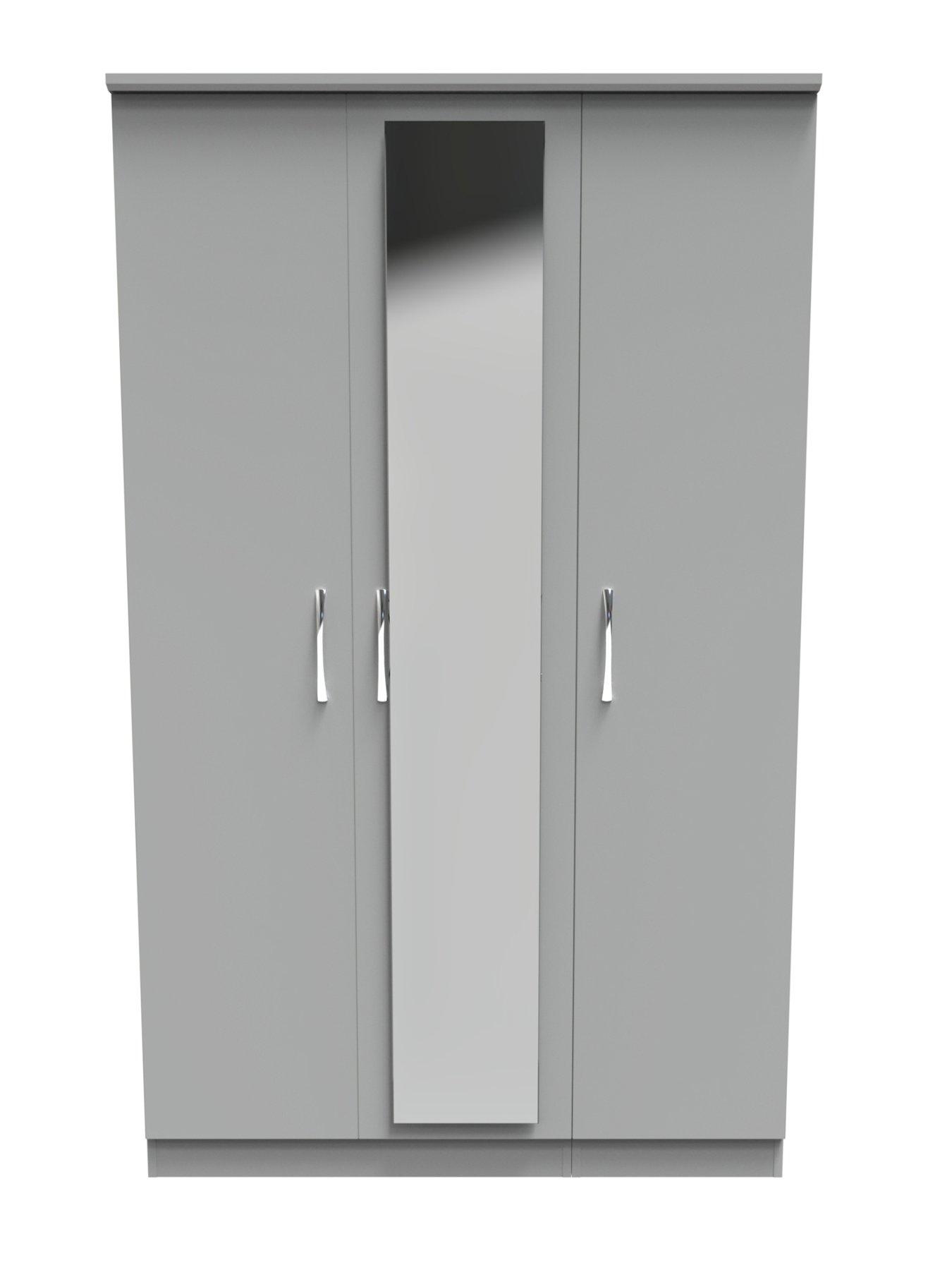  image of swift-elton-part-assemblednbsp3-piece-package-3-door-mirrored-wardrobe-5-drawer-chest-and-2-bedside-chestsnbsp--fscreg-certified