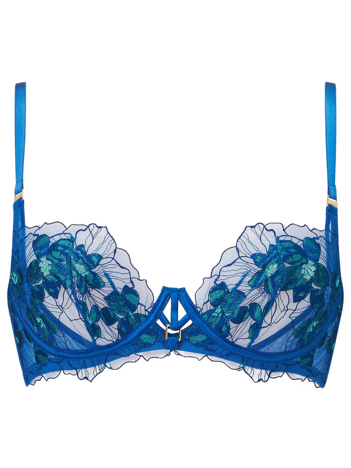 Ann Summers Ambitious Embroidered Non Padded Balcony Bra In Blue for Women