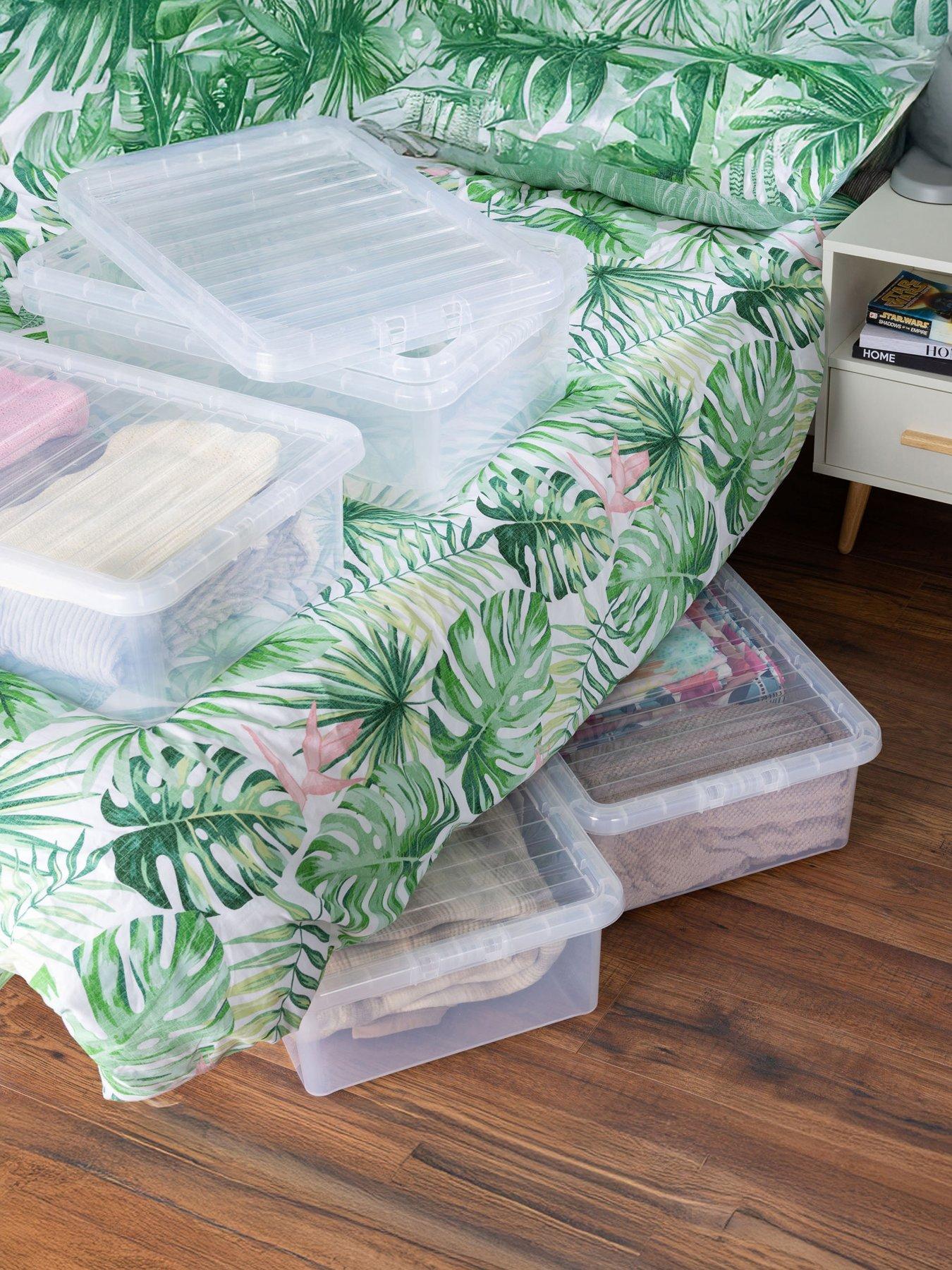 undefined Set of 5 Clear Crystal Plastic Storage Boxes – 32 litres each