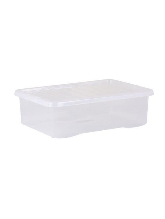 stillFront image of wham-set-of-5-clear-crystal-plastic-storage-boxes-ndash-32-litres-each