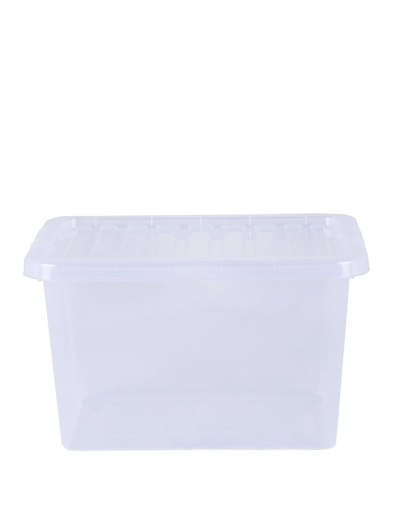 Pack of 5 - 25 Litre Crystal Plastic Storage Boxes with Lids