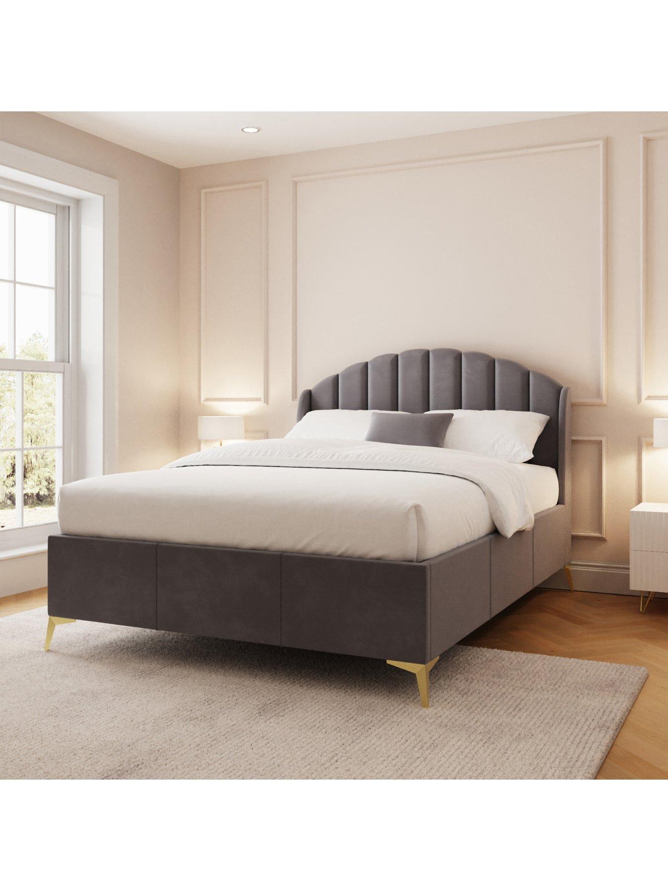 GFW Pettine End Lift Up Ottoman Storage Bed with Sleepycastle Mattress Options (Buy  &  SAVE!) - Grey