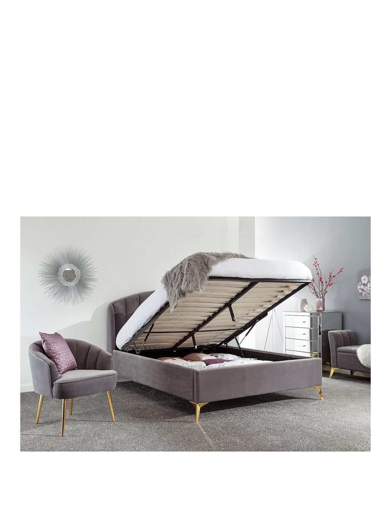  image of gfw-pettine-end-lift-up-ottoman-storage-bed-with-sleepycastle-mattress-options-buy-amp-save-grey