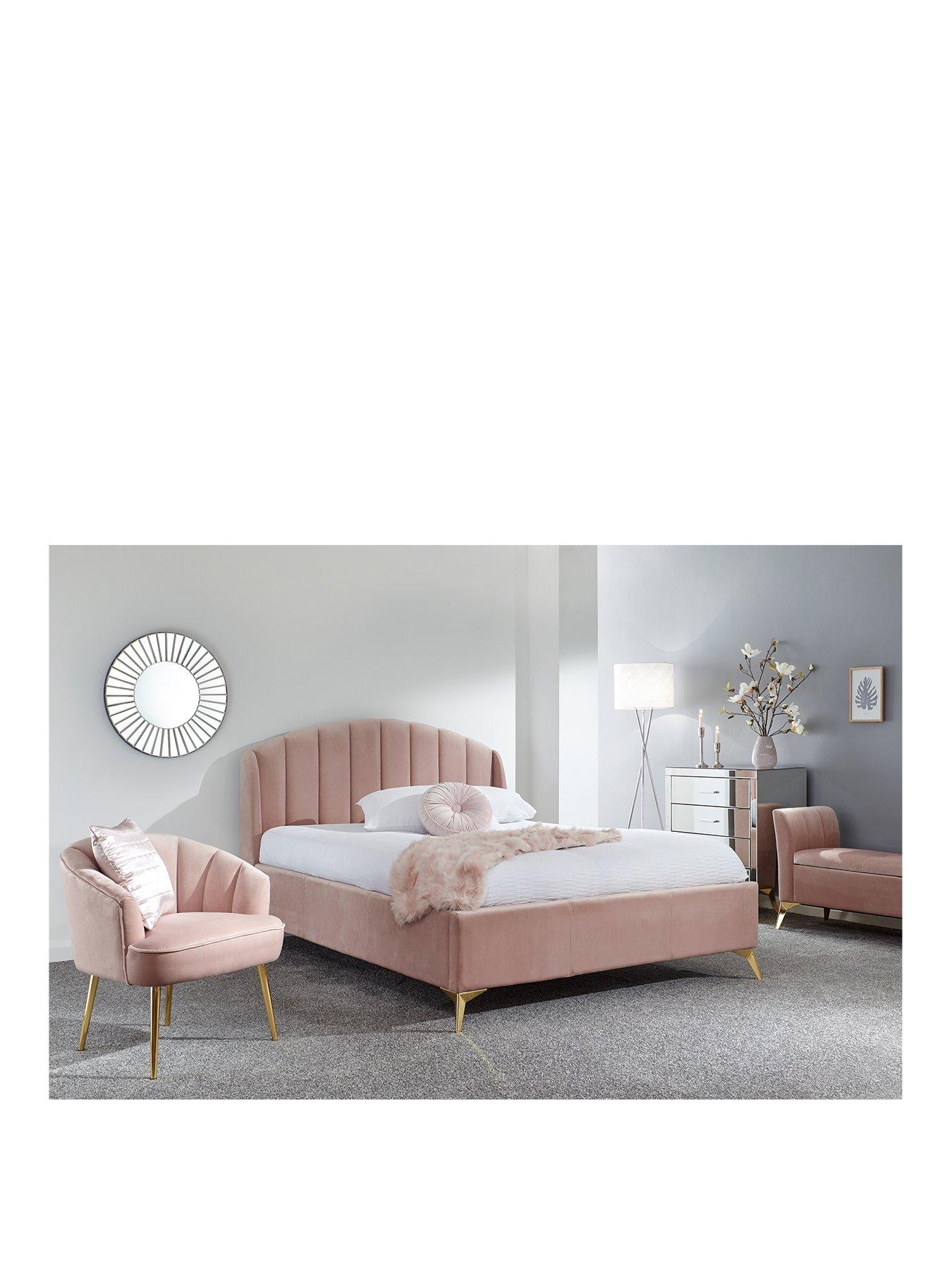 Pink small deals double ottoman bed