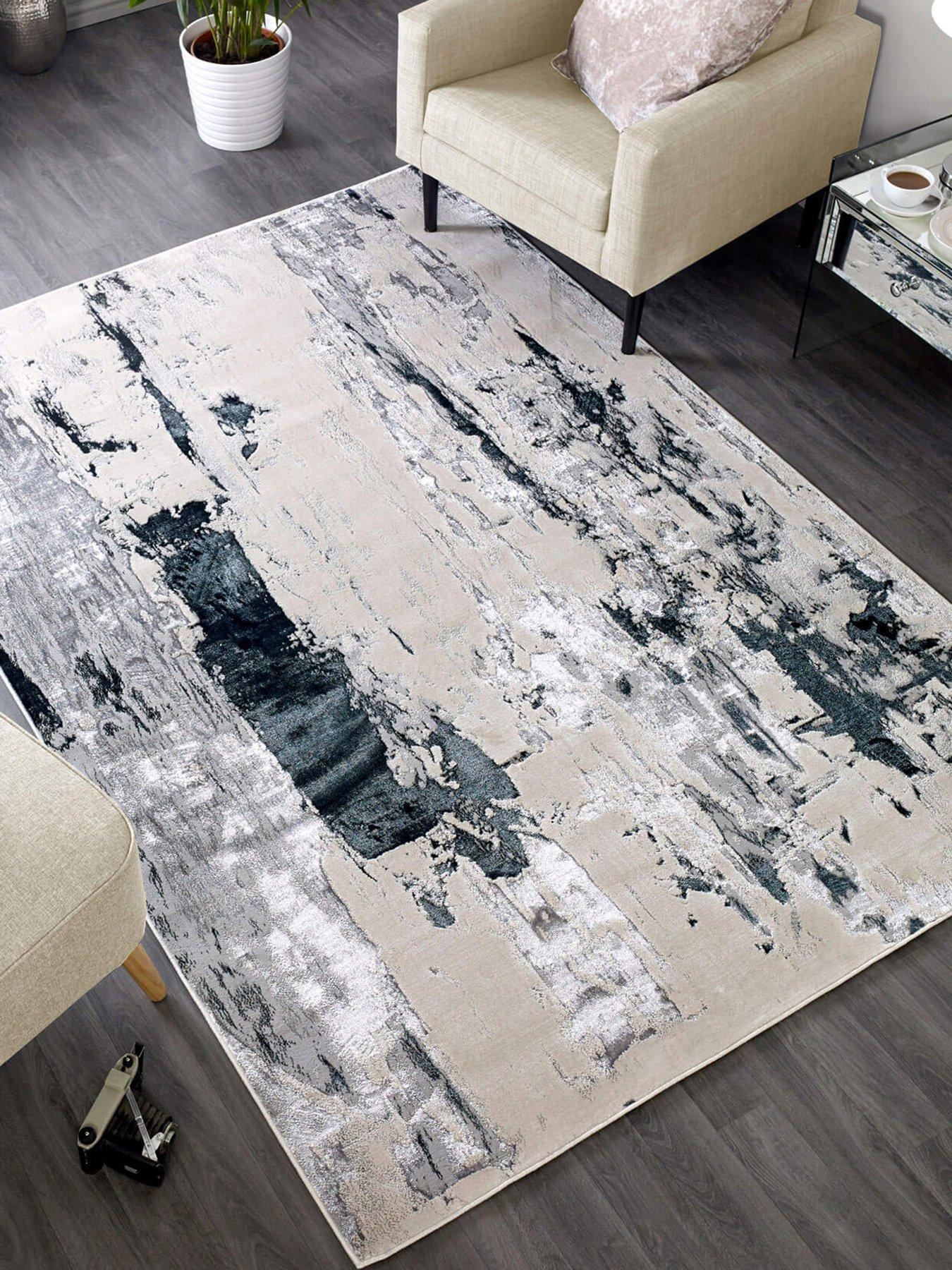 front image of asiatic-aurora-glacier-rug-silverblack