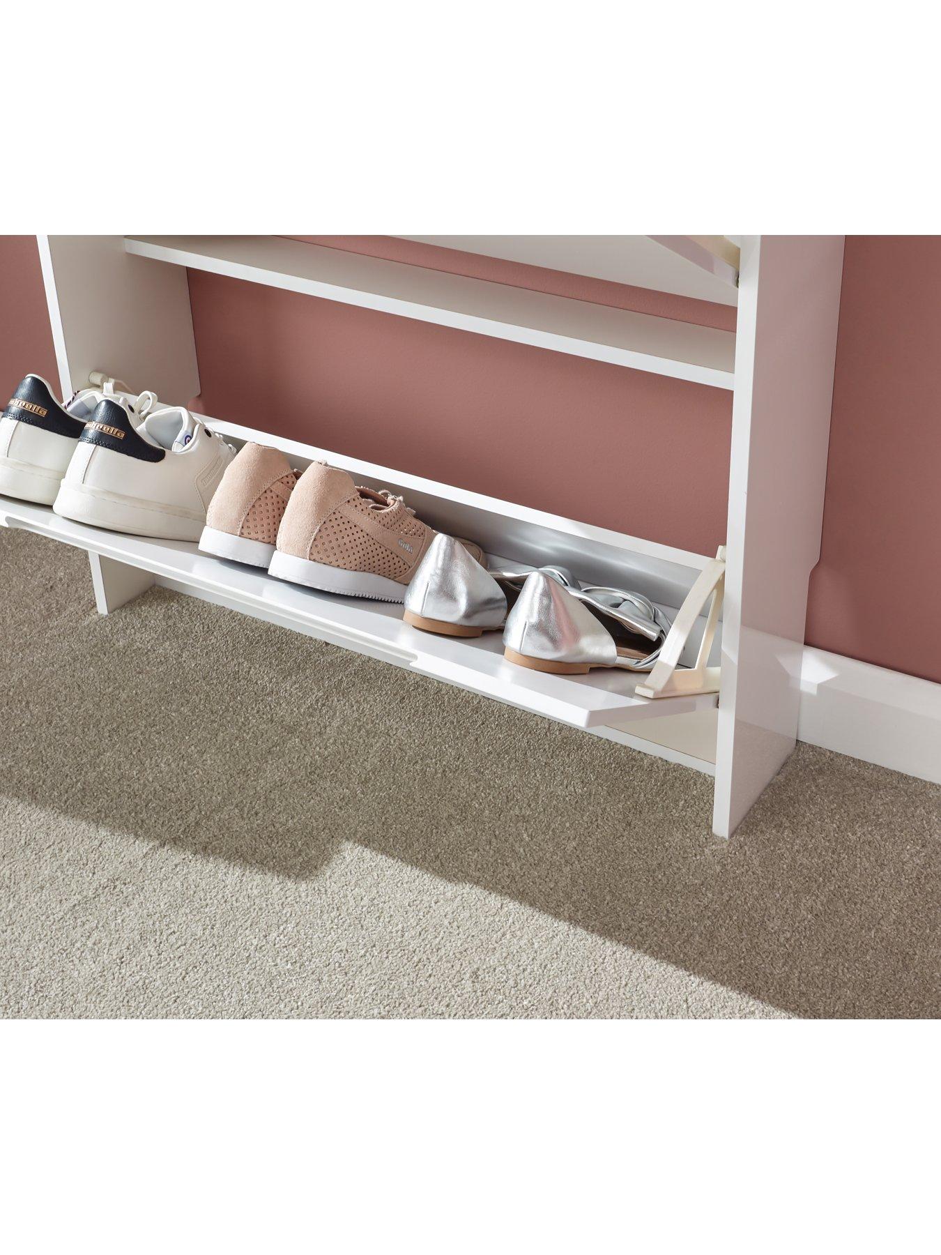 Image 6 of 6 of GFW Narrow High Gloss 3 Tier Shoe Cabinet - White