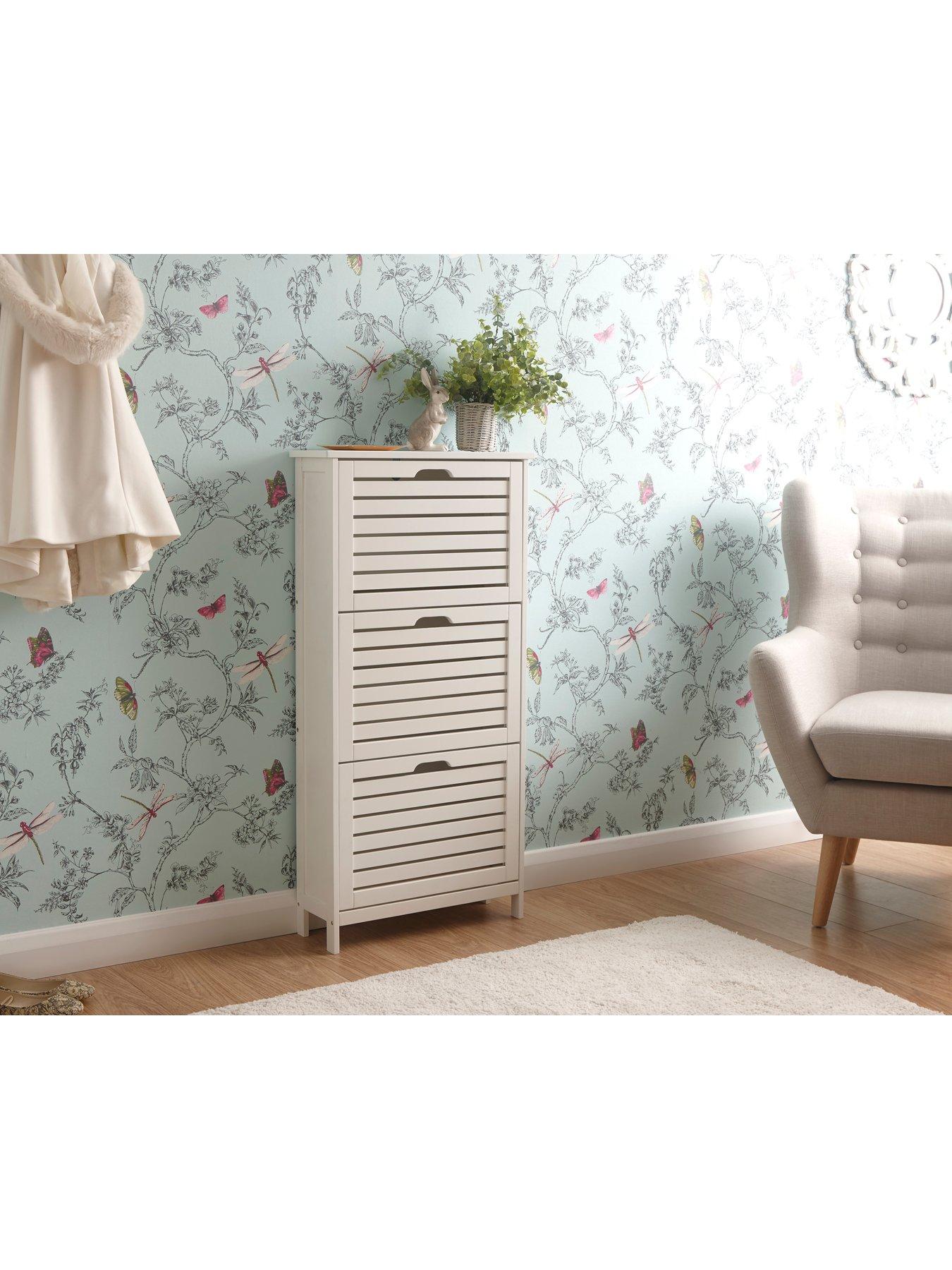 GFW Bergen Three Tier Shoe Cabinet - White
