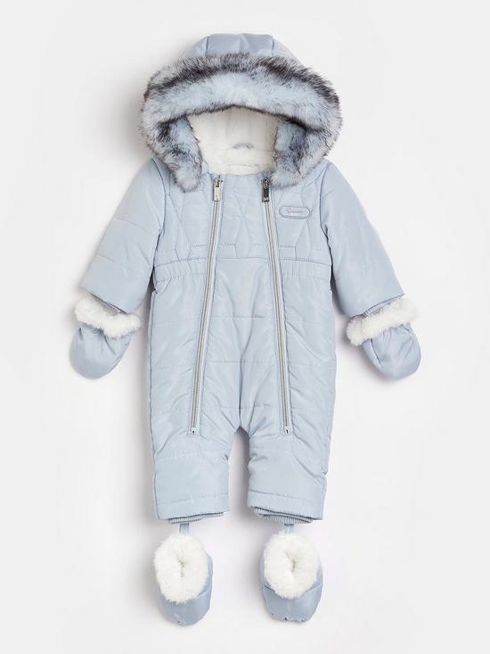 front image of river-island-baby-baby-boys-snowsuit-blue