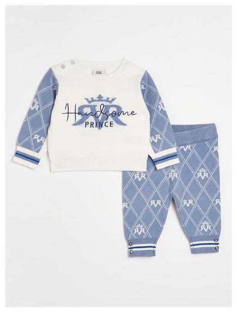 river-island-baby-baby-boys-knitted-monogram-jog-set-blue