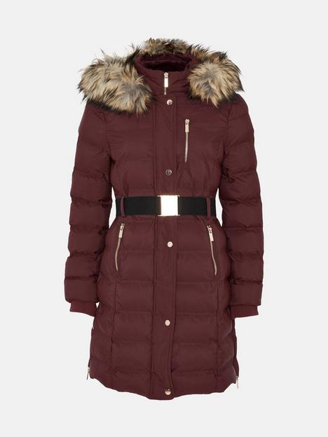 oasis-premium-midi-belted-padded-jacket-red