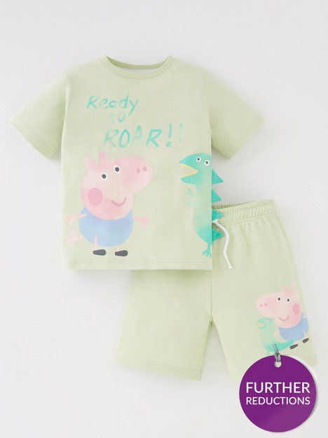 peppa-pig-george-peppanbsppig-twonbsppiece-dinosaur-t-shirt-and-shorts-set-green