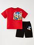 image of sonic-the-hedgehog-twonbsppiece-skateboard-t-shirt-amp-short-set-red
