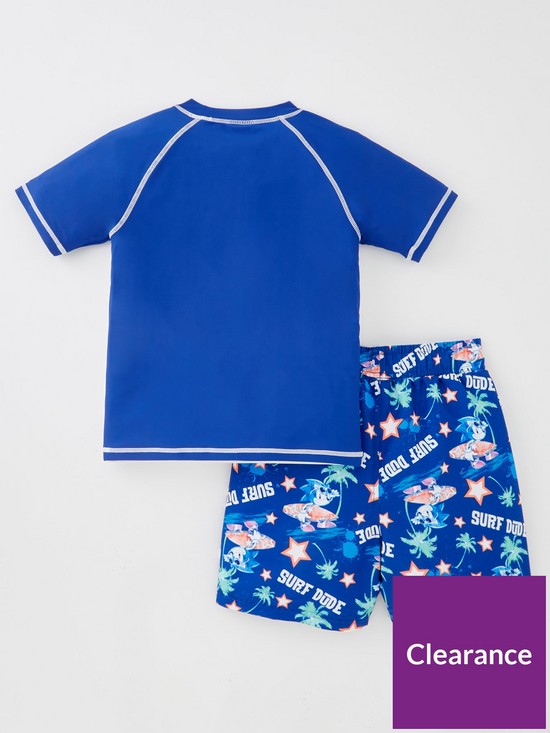 back image of sonic-the-hedgehog-sonic-the-hedgehognbsptwonbsppiece-swim-top-and-short-set-blue