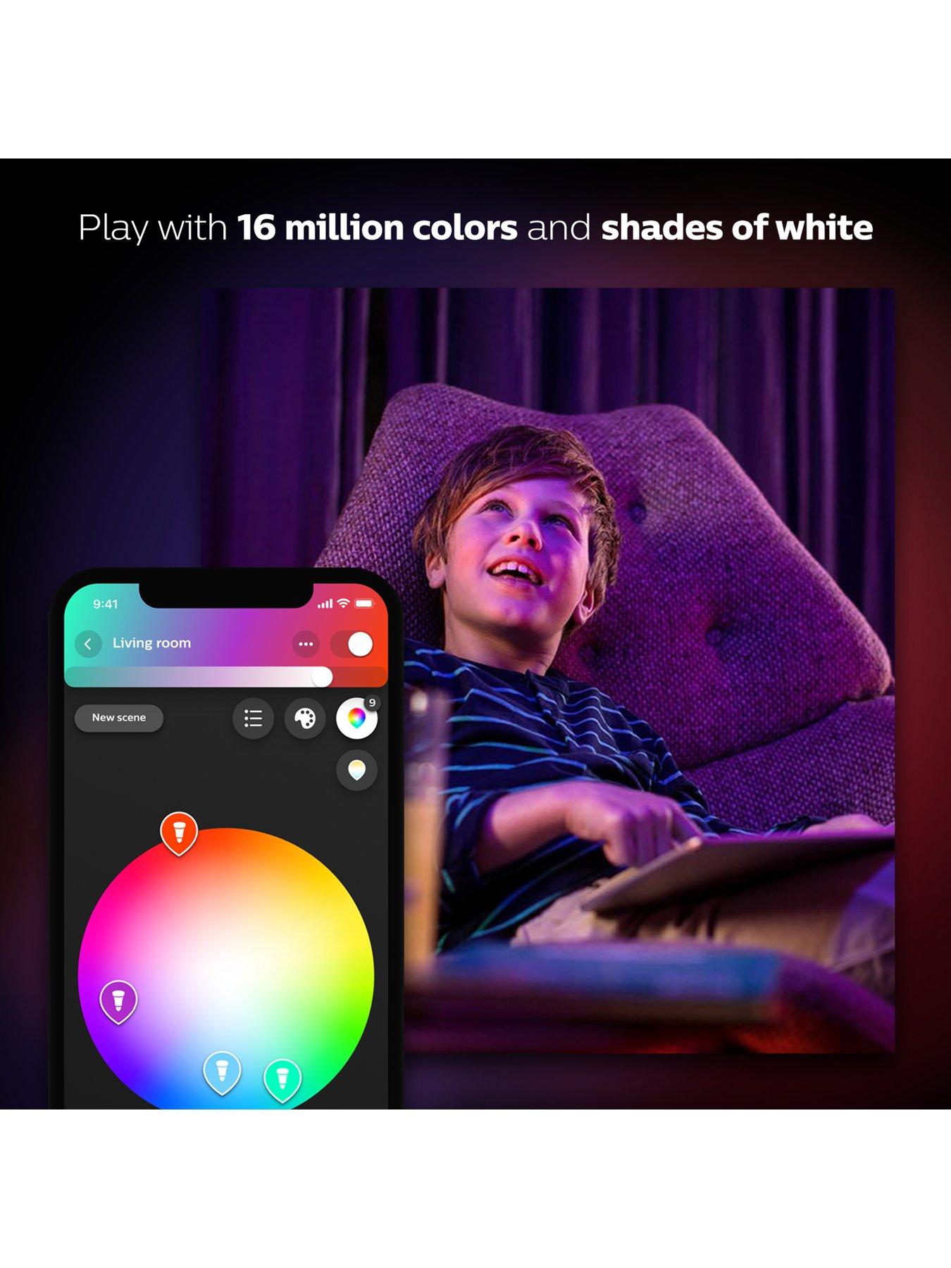  image of philips-hue-hue-white-amp-colour-ambiance-smart-bulb-2-pack-b22-starter-kit