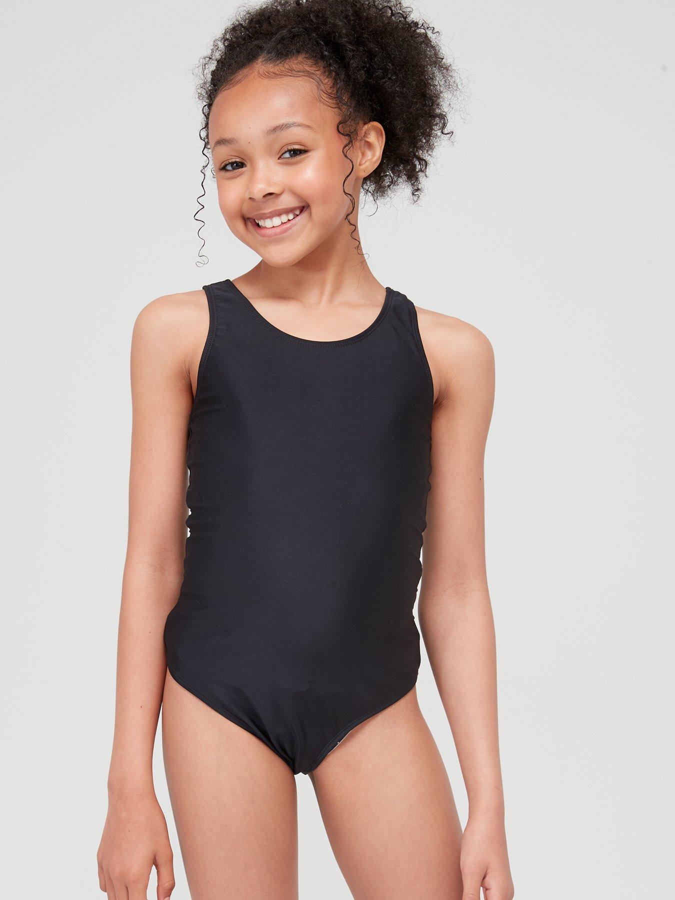 undefined Girls Racer Back Swimsuit - Black