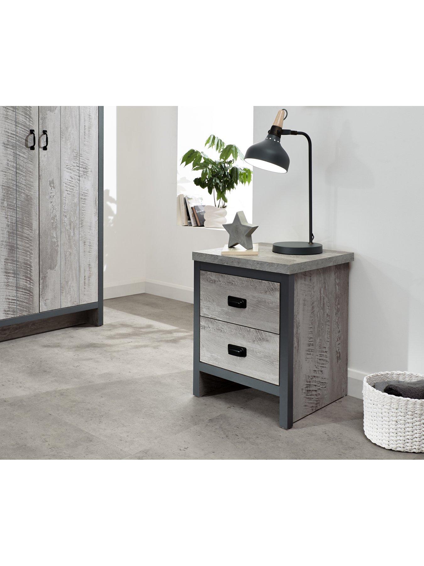  image of gfw-boston-3-piece-package-2-door-wardrobe-4-drawer-chestnbspbedside-chest-grey