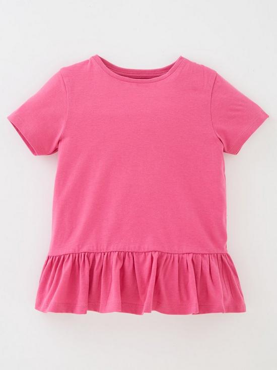 front image of mini-v-by-very-girls-short-sleevenbsppeplum-t-shirt-pink