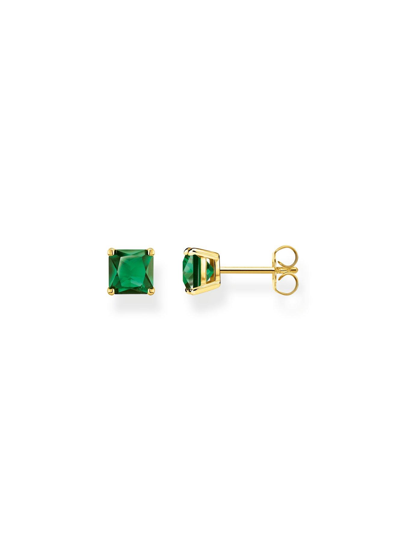  image of thomas-sabo-ear-studs-with-green-stones