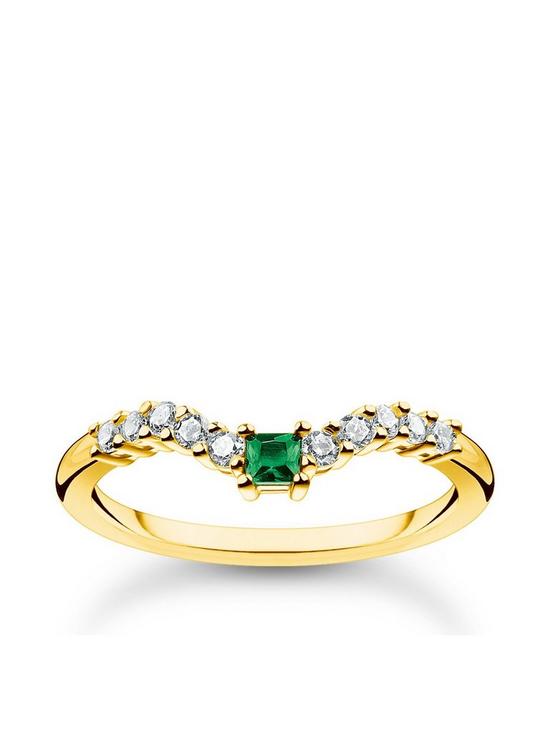 front image of thomas-sabo-ring-with-green-and-white-stones