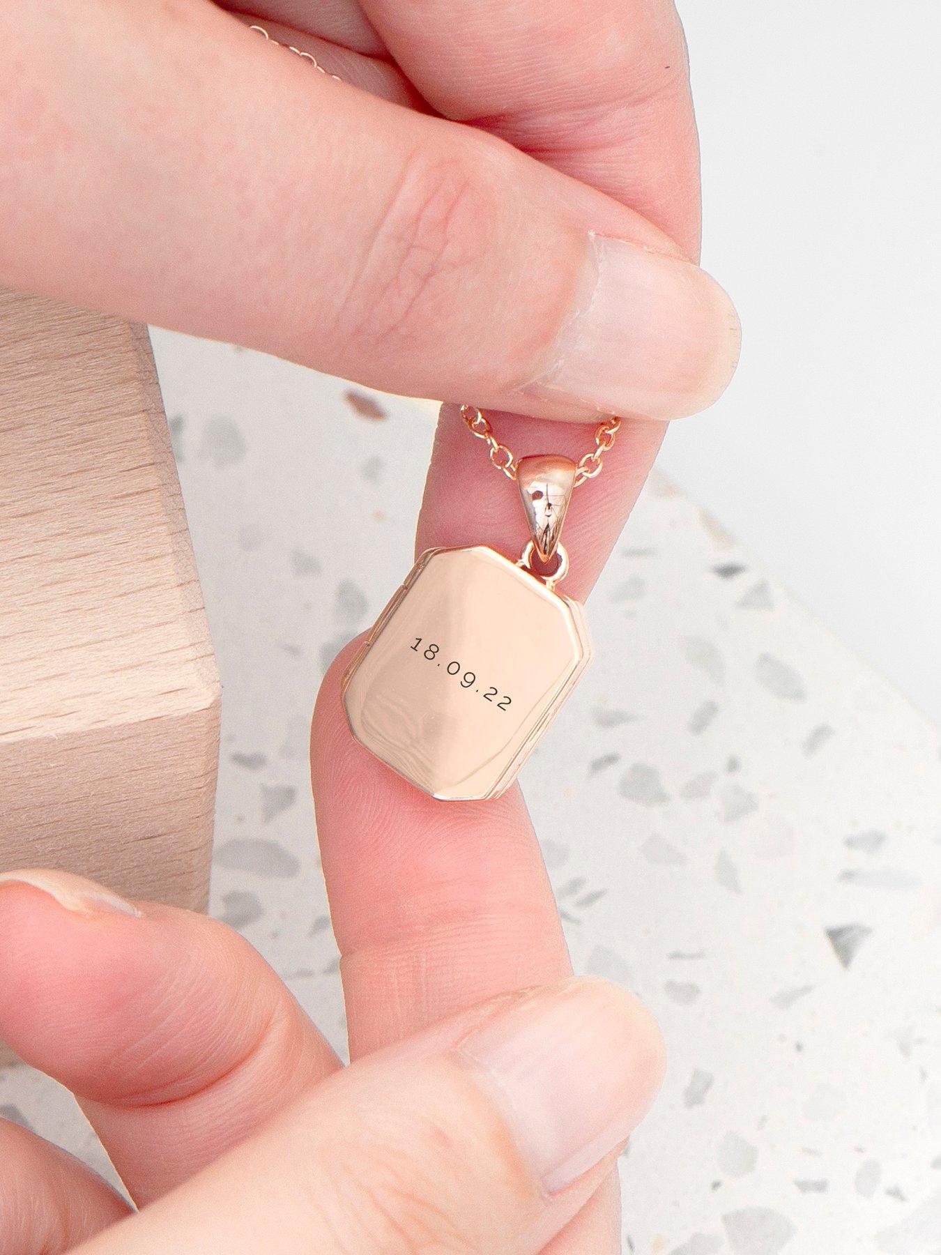  image of treat-republic-personalised-rectangular-photo-locket-rose-gold