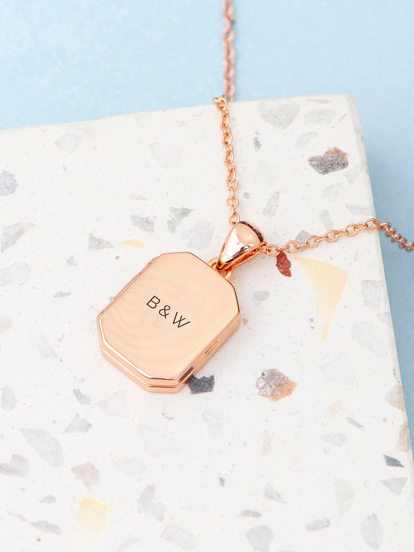  image of treat-republic-personalised-rectangular-photo-locket-rose-gold