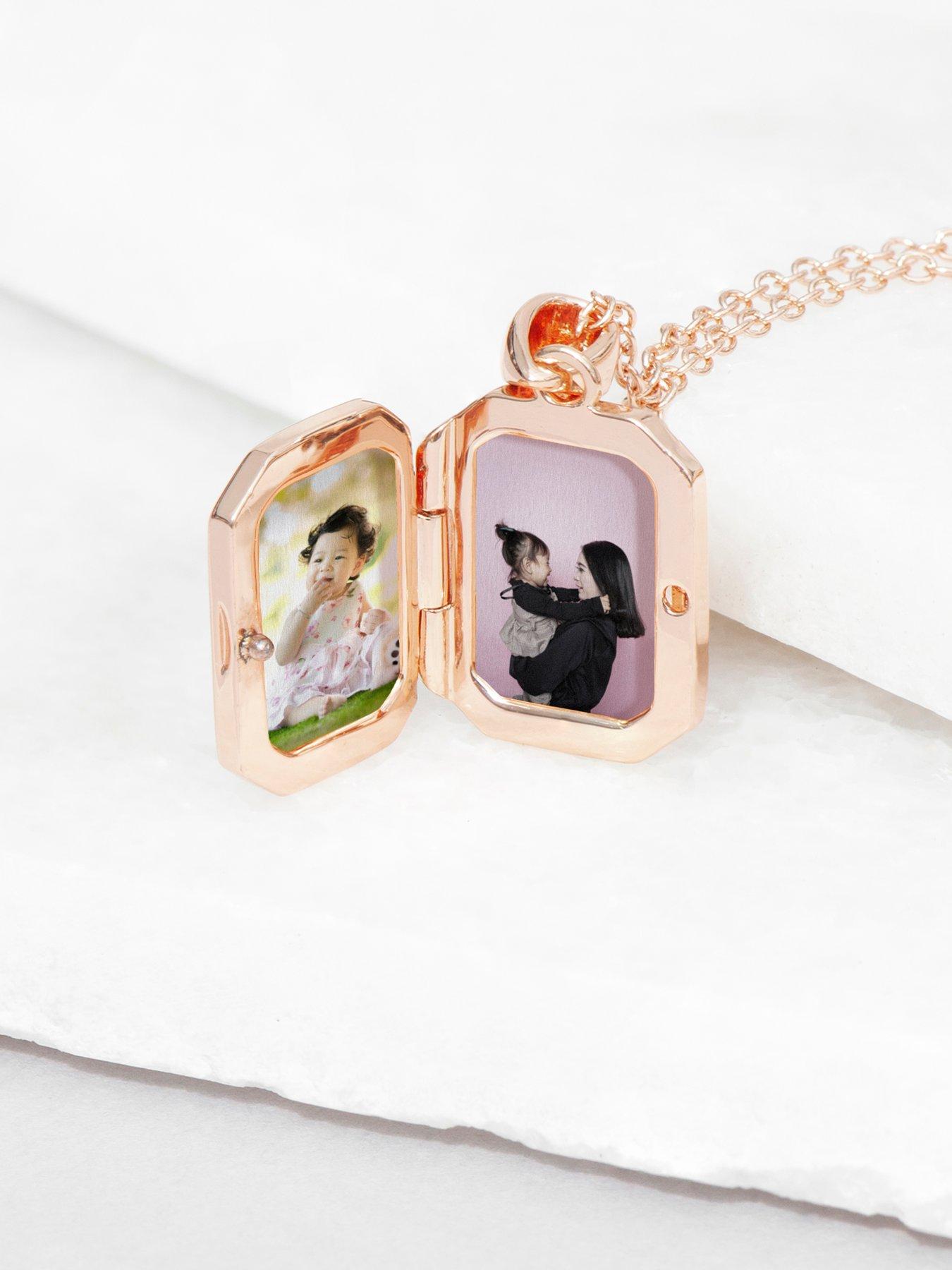  image of treat-republic-personalised-rectangular-photo-locket-rose-gold
