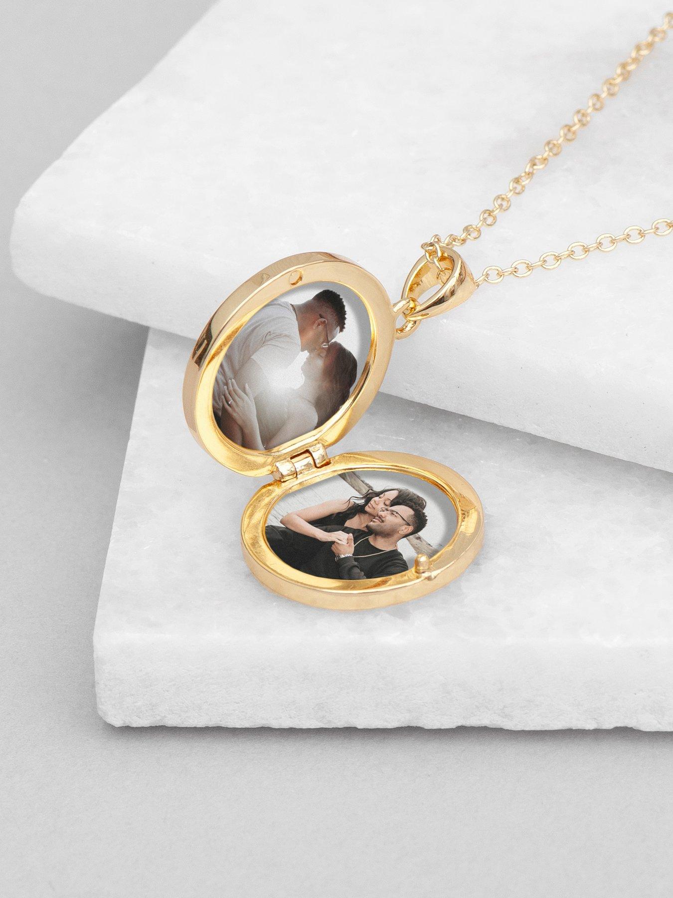  image of treat-republic-personalised-round-photo-locket-gold